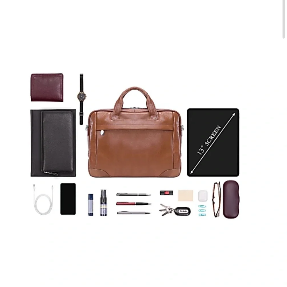 Mcklein Montclare leather laptop and tablet briefcase in a brown color